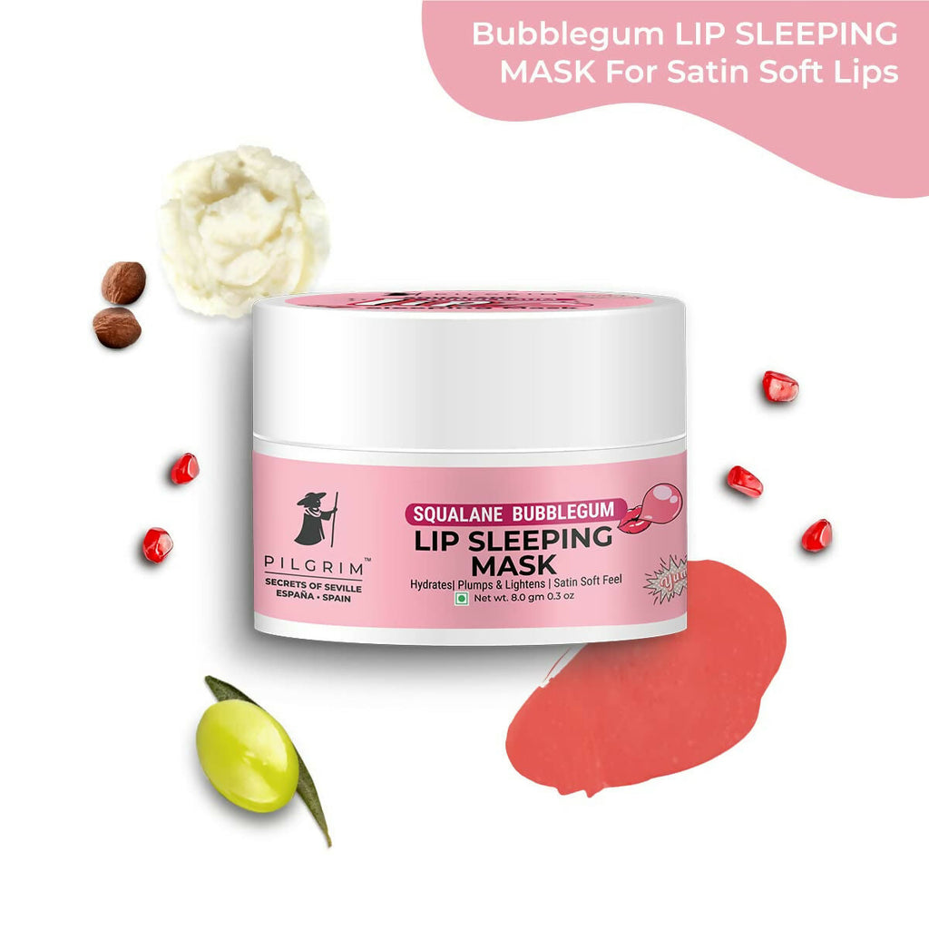 Pilgrim Spanish Lip Sleeping Mask (Bubblegum) with Shea Butter & Pomegranate For Hydrated & Soft Lips | Grocsy