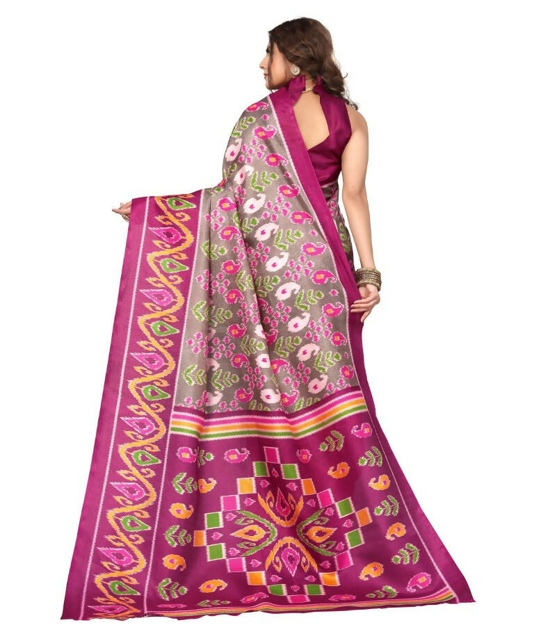 Vamika Purple Printed Art Silk Saree | Grocsy