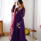 Teeya Creation Purple Faux Georgette Gown | Grocsy