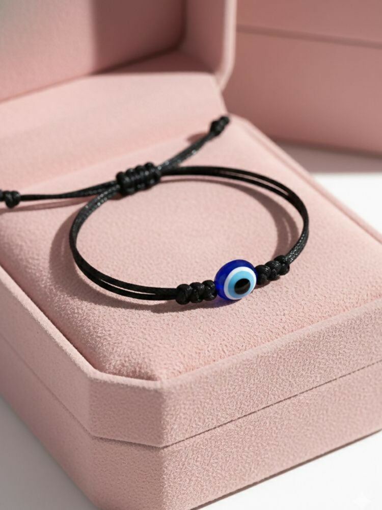 NVR Black Evil Eye Adjustable Bracelet for Men & Women | Grocsy