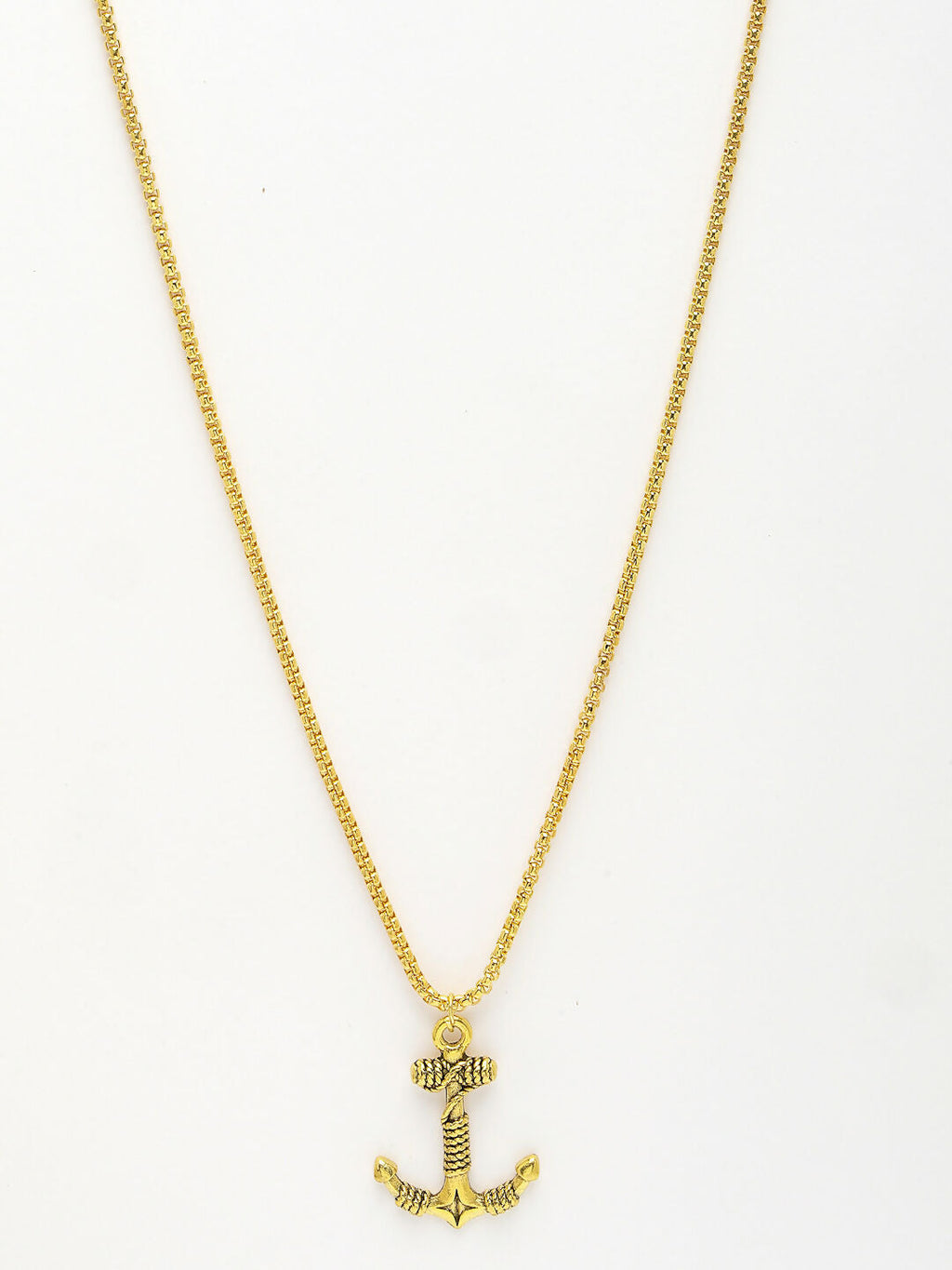 NVR Men's Gold-Polished Stainless Steel Pendant with Chain | Grocsy