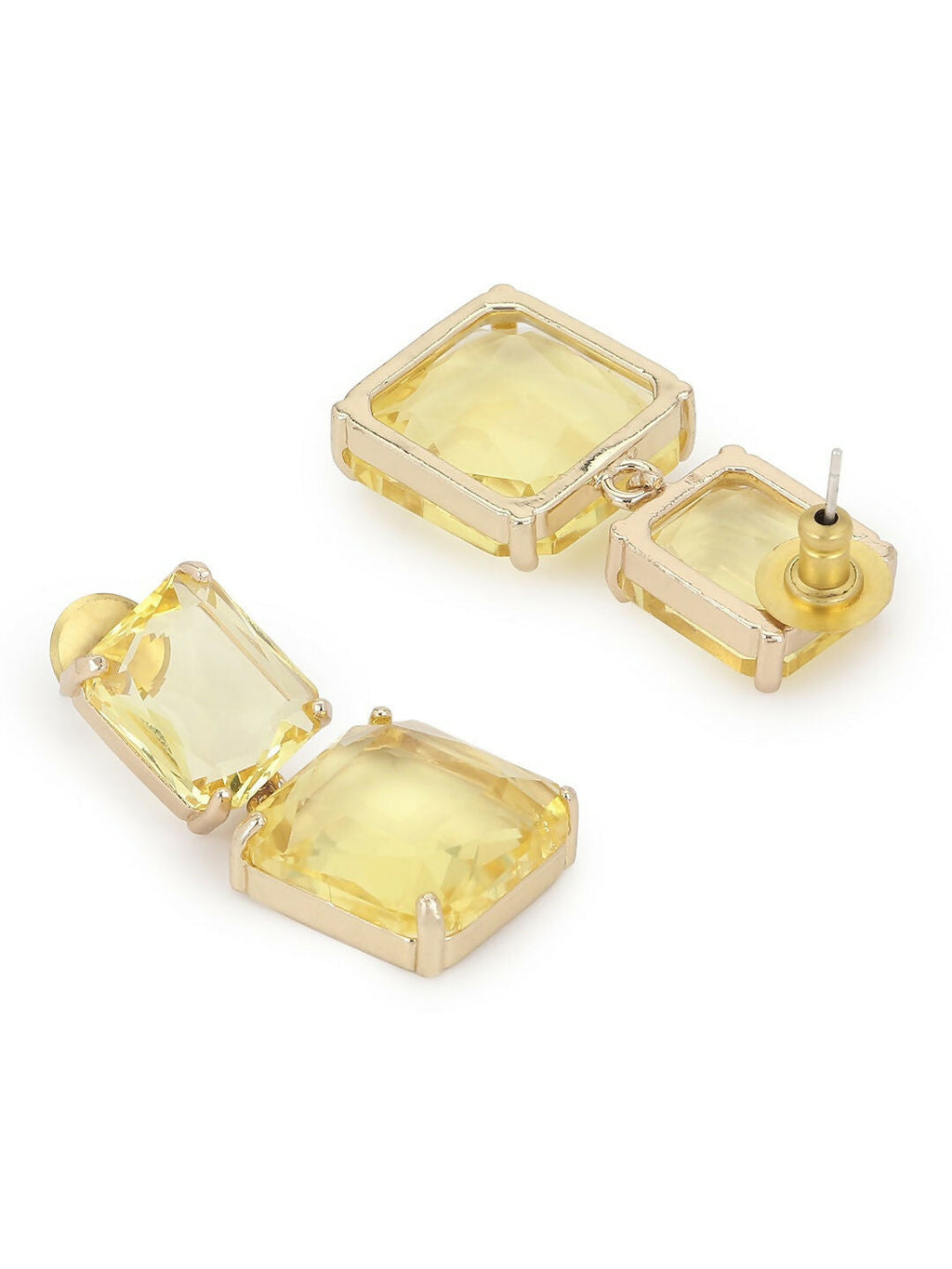 Yellow Duet Stone Earrings- Ruby Raang | Grocsy
