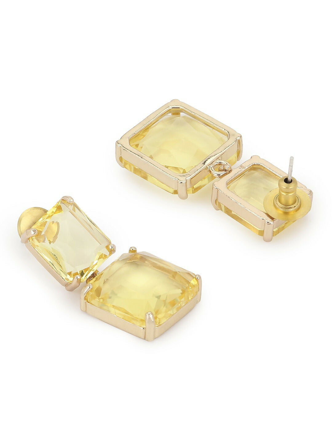Yellow Duet Stone Earrings- Ruby Raang | Grocsy
