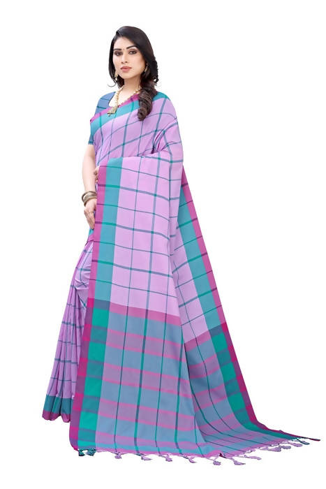 Vamika Lavendar Cotton Silk Weaving Saree (Google Lavender) | Grocsy