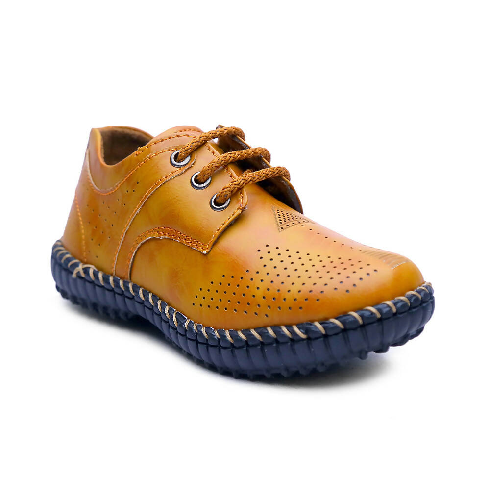 Tiny Bugs Boys Casual Lace Up Shoes - Tan | Grocsy
