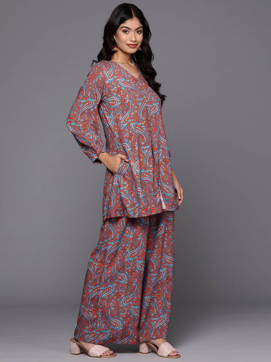 Ahalyaa Women's Traditional Wear Co-ods - Teal Blue | Grocsy