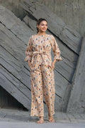 Women's Partywear Designer Cream & Multi Muslin co-ord set - Stylishta | Grocsy