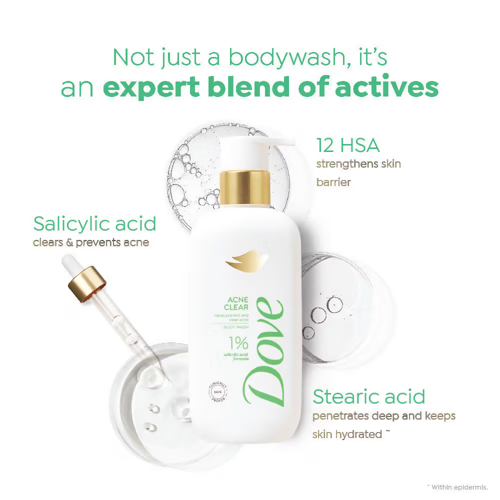 Dove Glow Recharge Exfoliating & Acne Clear Serum Body Wash Combo | Grocsy