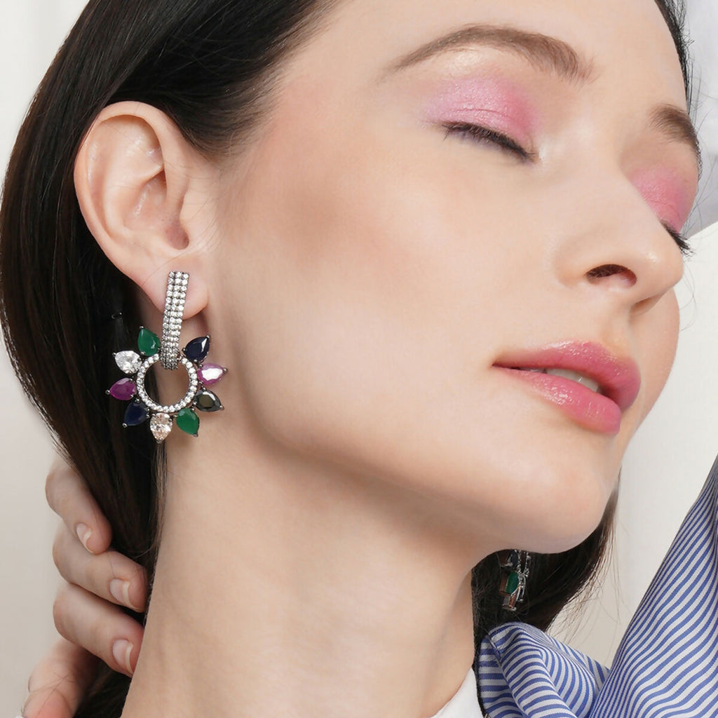 Dual Detachable Multi Loop Earrings- Ruby Raang