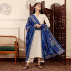 The52 Women's Gorgeous Solid Chanderi Silk Fabric Straight Kurta Pant and Dupatta Set | Grocsy