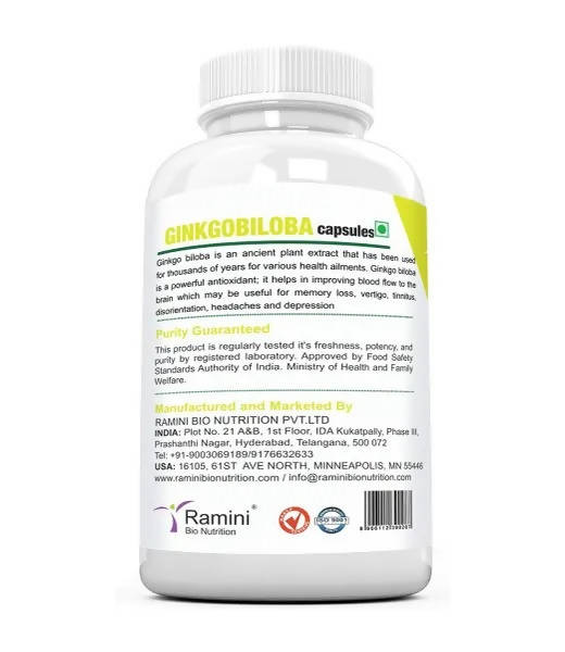 Ramini Bio Nutrition Ginkgo Biloba 500mg Veg Capsules | Grocsy
