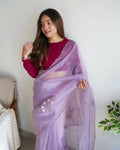 Vamsee Ena Lavender Organza Saree | Grocsy