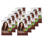 Nisha Henna Based Hair Colour for Women & Men Dark Brown (Pack of 10) | Grocsy