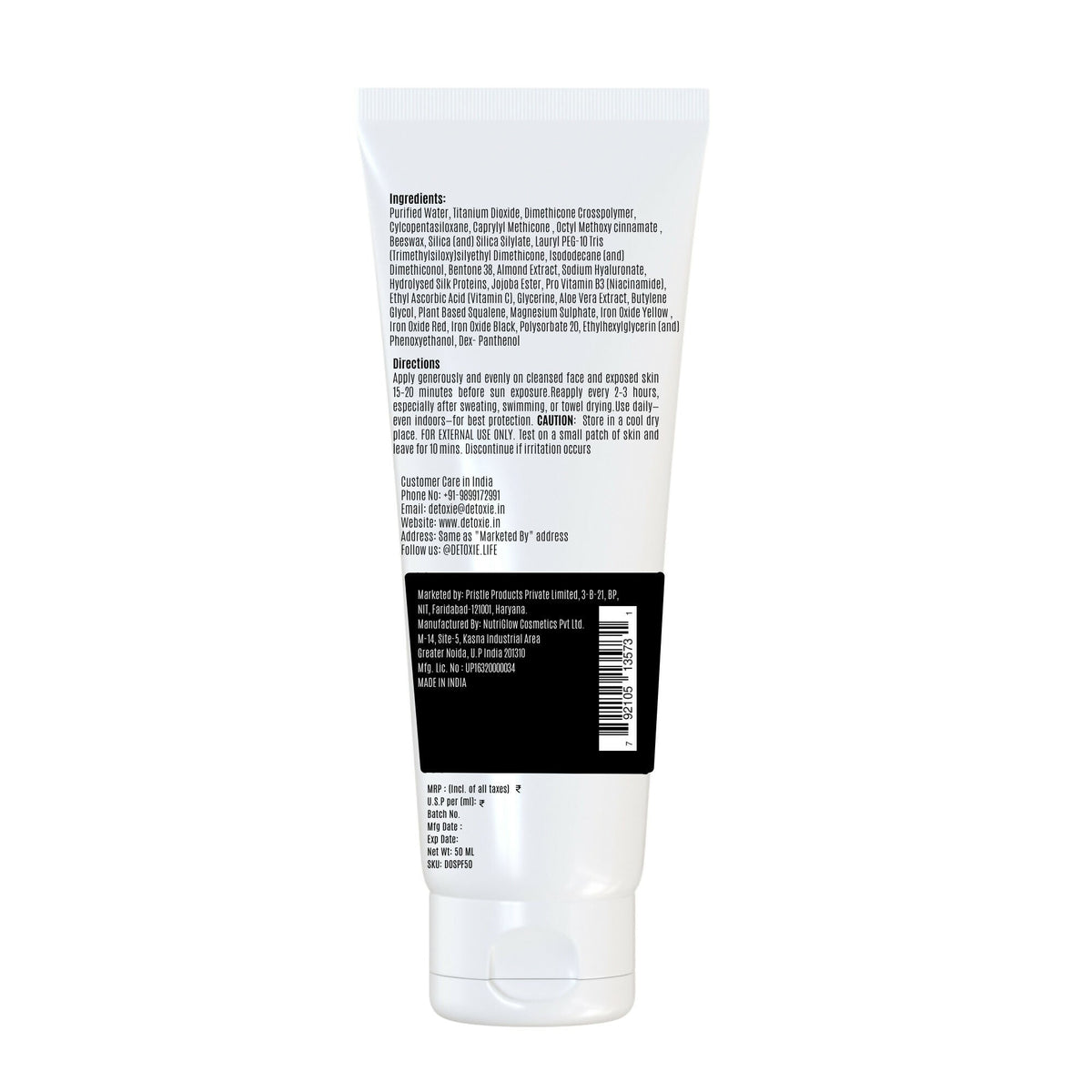 Detoxie Squalene & Silk Protiens SPF50 Sunscreen Gel For All Skin Types | Grocsy