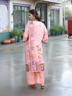 Joban Fashion Pink Position Digital Print With Position Foil Kurta Set | Grocsy