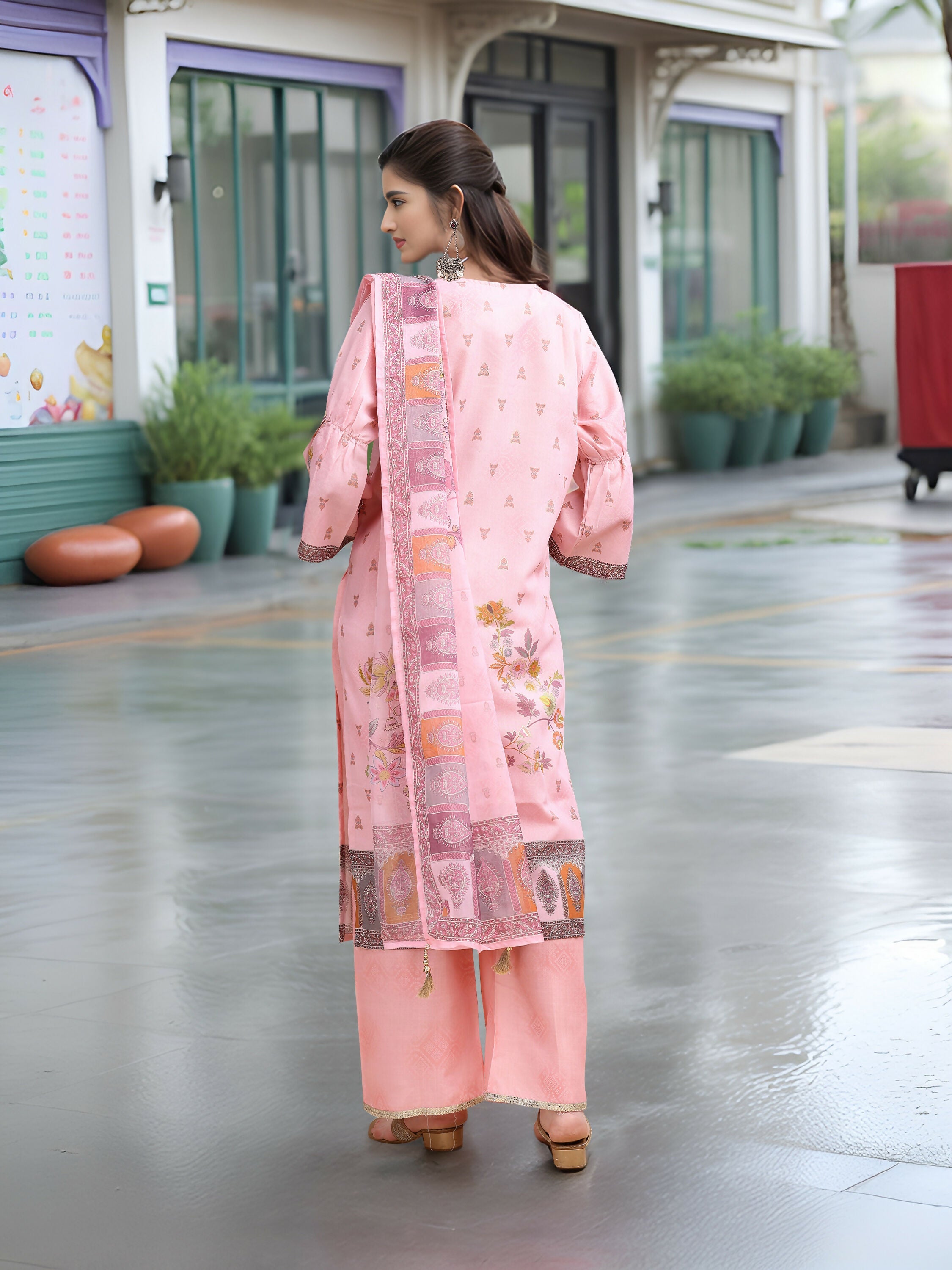 Joban Fashion Pink Position Digital Print With Position Foil Kurta Set | Grocsy