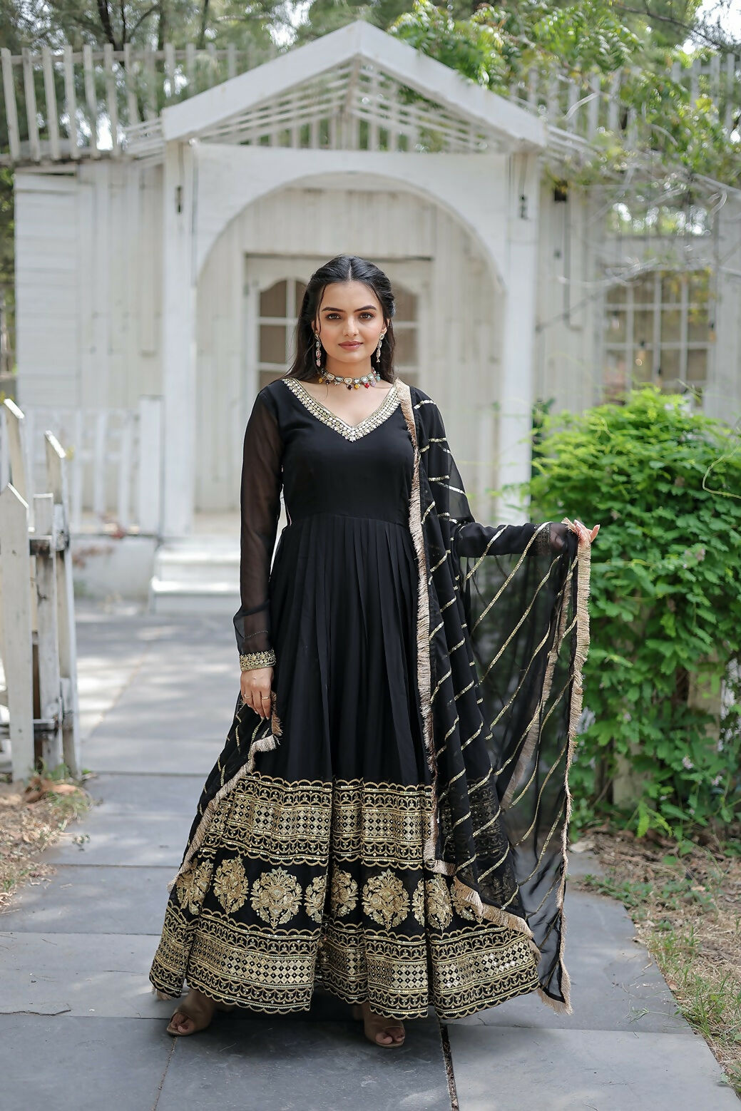 Joban Fashion Black Georgette Sequence Embroidery Work Kurta Set | Grocsy