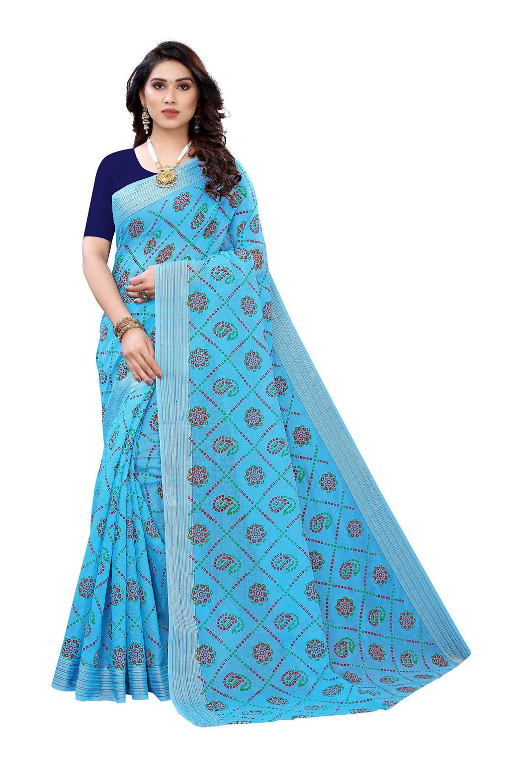 Vamika Sky Blue Linen Jari Border Saree (CHARVI SKY BLUE) | Grocsy