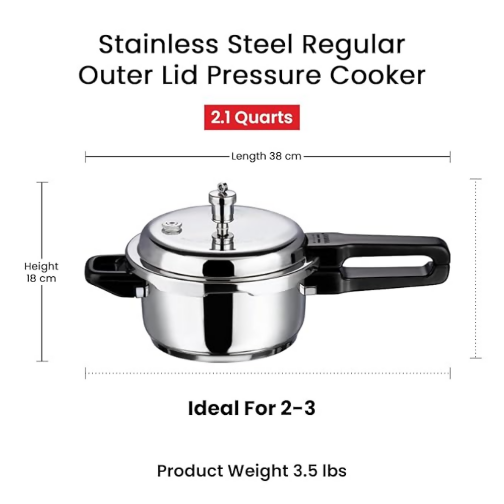 Vinod 18/8 Stainless Steel Outer Lid Pressure Cooker | Grocsy