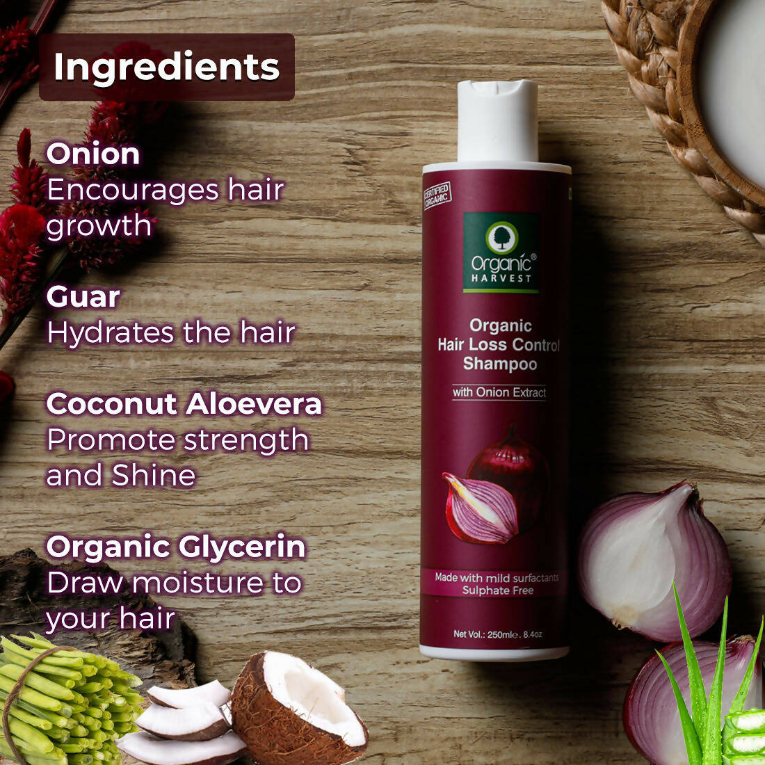 Organic Harvest Organic Hair Loss Control Shampoo With Onion Extract | Grocsy