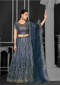Teal Net Semi-Stitched Bridal Lehenga - Nimayaa Bonanza | Grocsy