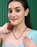 VOJ Gold-Polished AD-Studded & Beaded Mangalsutra | Grocsy