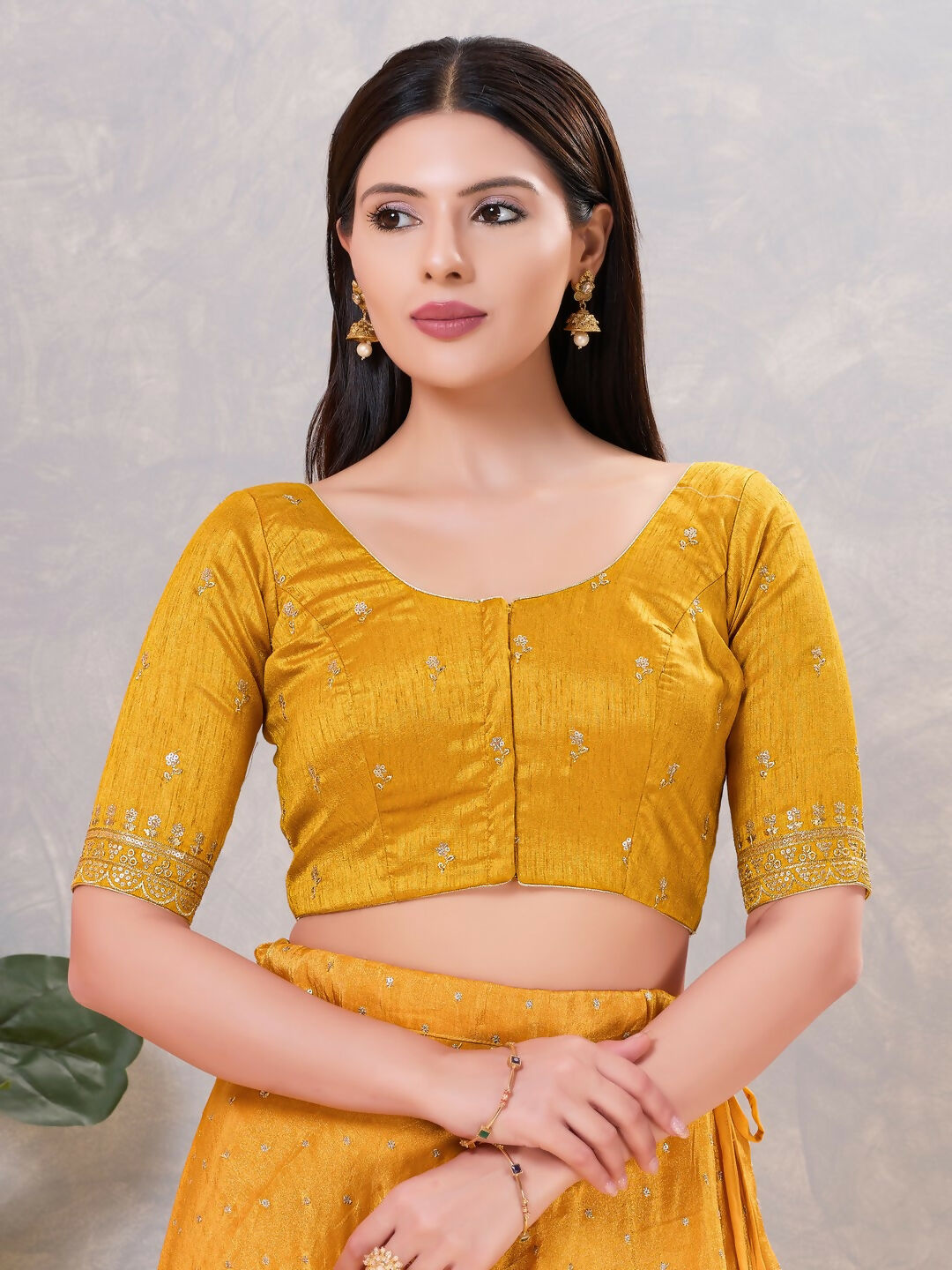 Joban Fashion Women Silk Mustard Stitched Blouse | Grocsy