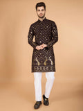 Vastranavya Brown Exclusive Festival Wear Pure Viscose Rayon Embroidered Sequence Work Kurta | Grocsy