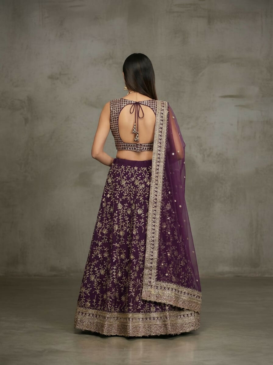 Lehenga Mart Designer Indian Wedding Lehenga Choli-Purple | Grocsy