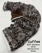 Coffee Poly Georgette Ethnic Motifs Saree with Unstitched Blouse - A2M | Grocsy