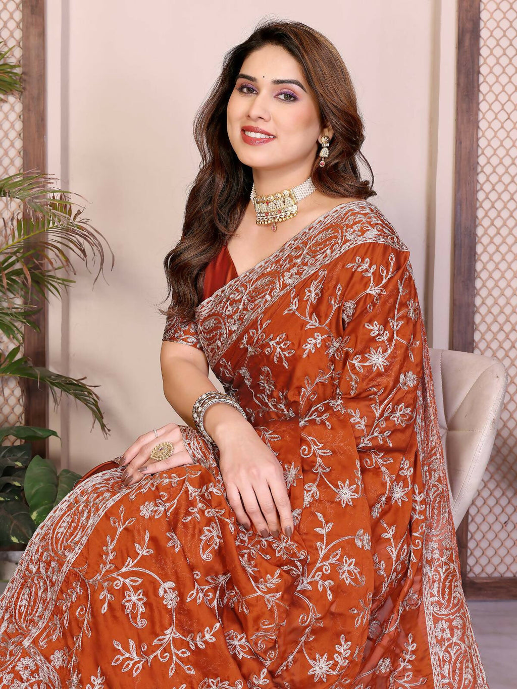 Teeya Creation New Trendy Party Wear Soft Silk Saree-Orange | Grocsy