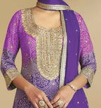 Vastranavya Bandhej Printed Chinon Chiffon Embroidered Sequins Pakistani Suit | Grocsy
