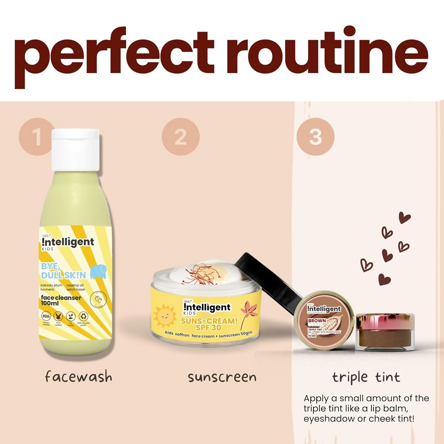 TuCo Intelligent Kids Brown Cocoa Triple Tint Lip, Cheek & Eyeshadow Balm | Grocsy