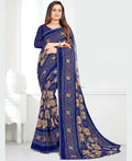 Blue Georgette Bandhani Printed Saree With Unstitched Blouse Piece - Jyoti | Grocsy