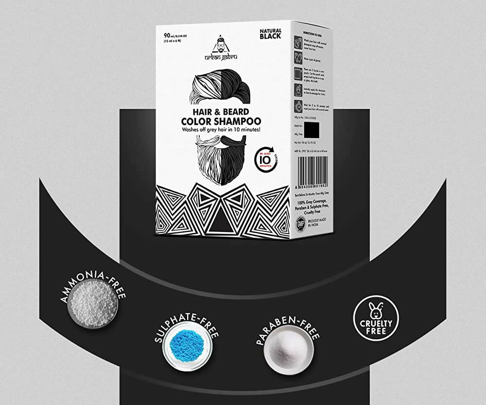 Urbangabru Hair & Beard Color Shampoo - Natural Black | Grocsy