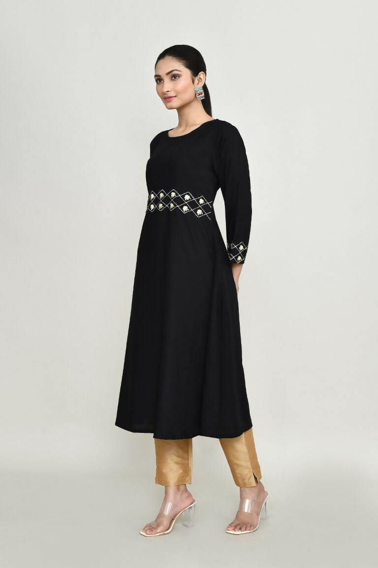 Joban Fashion Black Rayon Kurta Set | Grocsy