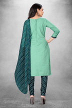 Sea Green Cotton Printed Unstitched Dress Material - Amara | Grocsy