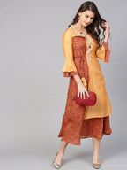 Yufta Orange And Brown A-line dress | Grocsy
