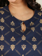 Aramya Straight Soft Cotton Floral Print Women's Kurta - Blue | Grocsy
