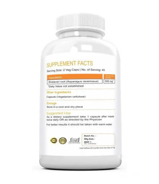 Ramini Bio Nutrition Shatavari 500mg Veg Capsules | Grocsy