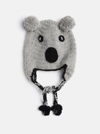 Chutput Kids Woollen Hand Knitted Kuala Bear Detail Cap - Grey | Grocsy