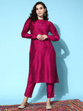 Ahalyaa Women's Traditional wear Kurta Set - Burgundy | Grocsy