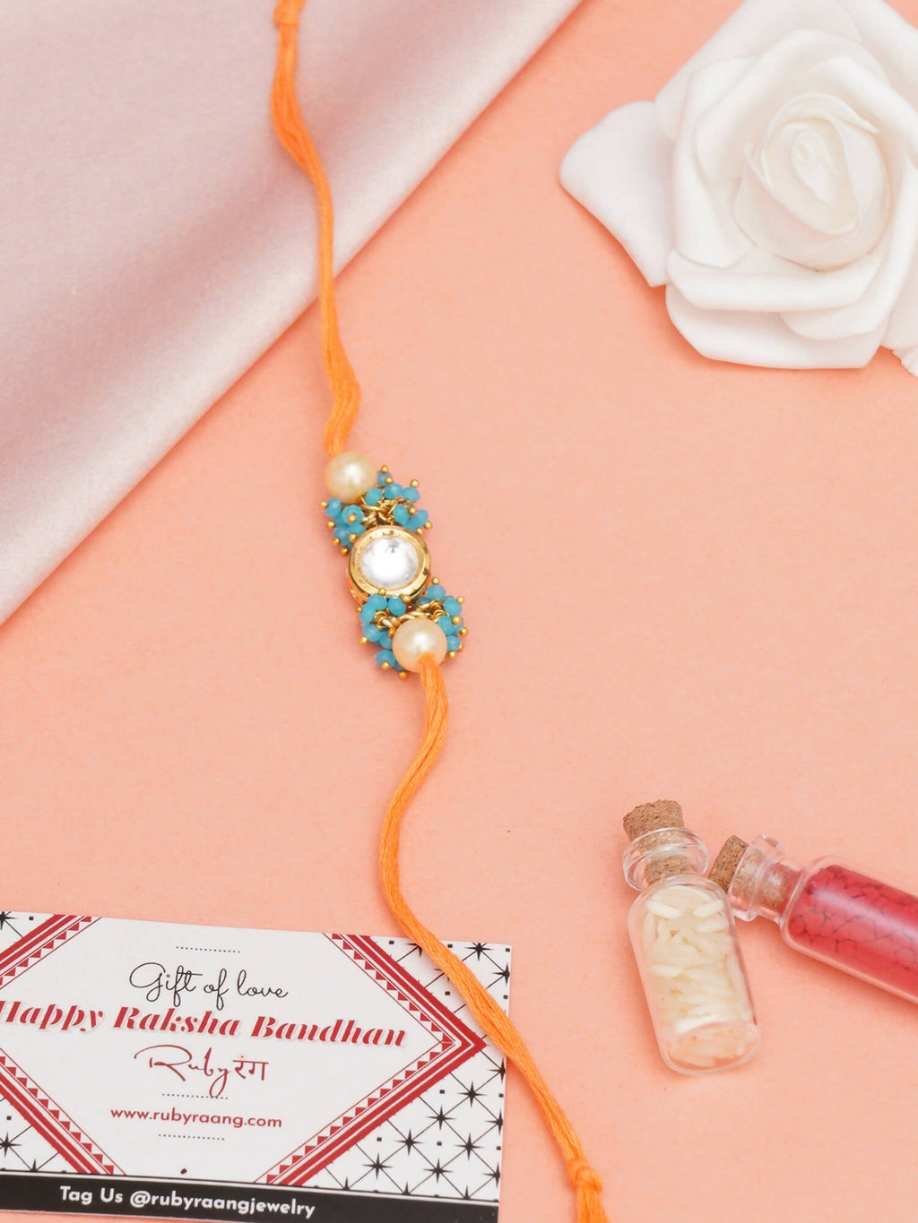 Designer kundan Rakhi - Ruby Raang | Grocsy
