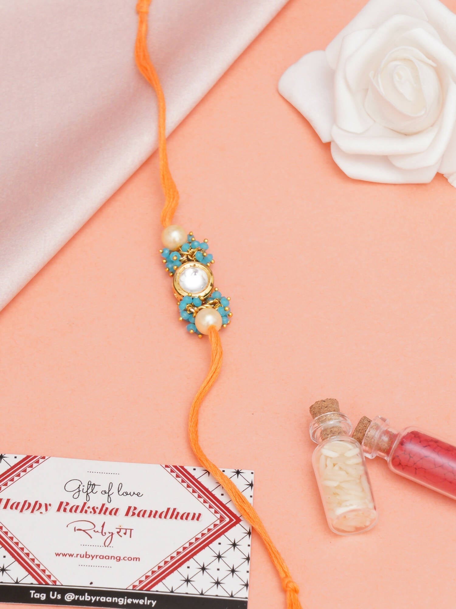 Designer kundan Rakhi - Ruby Raang | Grocsy