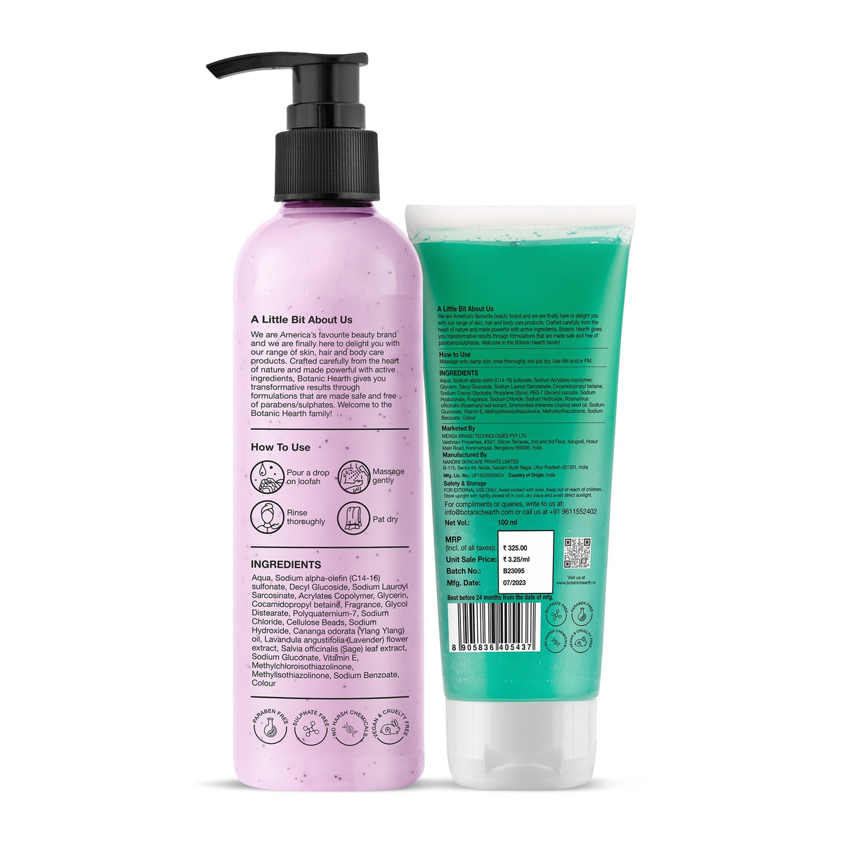 Botanic Hearth Hyaluronic Face Wash with Lavender Body Wash | Grocsy