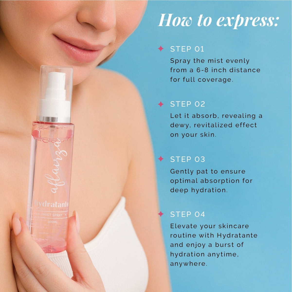 Aflairza Hydratante Hydrating Mist Spray for Instant Skin Hydration & Refreshment For All Skin Types | Grocsy
