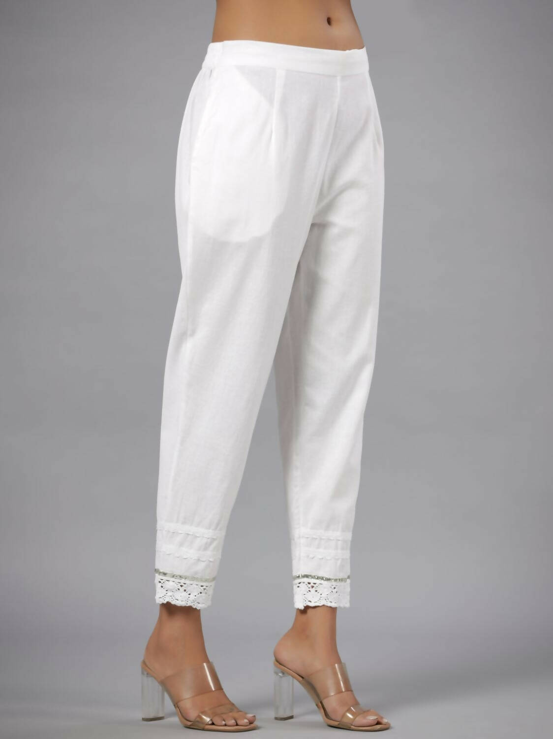 Juniper Women White Seer Sucker Embroidered High Slit Kurta | Grocsy