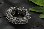 Mominos Fashion Oxidised Silver-Plated Openable Bracelet with Ghungroo (MF0513) | Grocsy