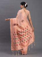 Shree Shyam Fashion Linen Cotton Peach Saree | Grocsy