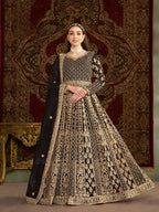 Anaita Black Embroidered Net Stitched Anarkali Suit | Grocsy